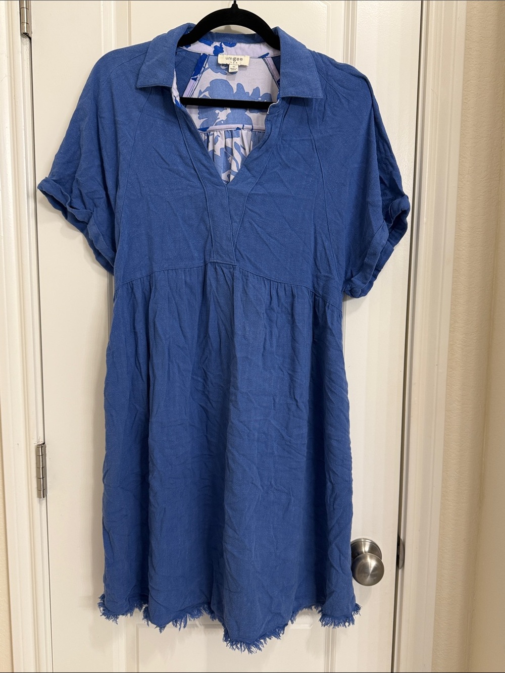 Umgee Blue Floral Collared Dress Size M